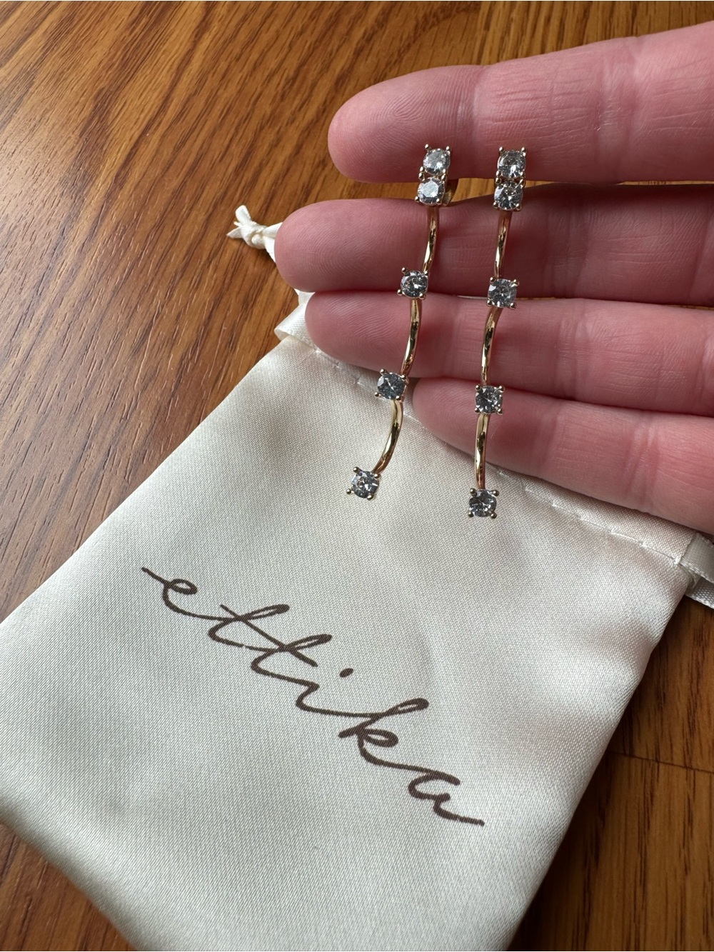 Ettika Gold Linear Drop Earrings